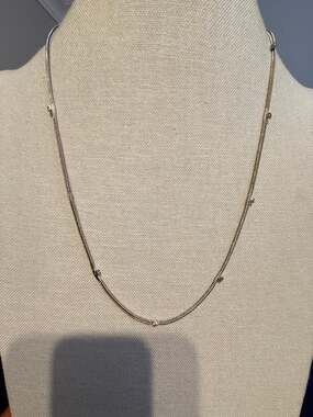 Vintage Silver Tone Rhinestone Station Necklace 24”